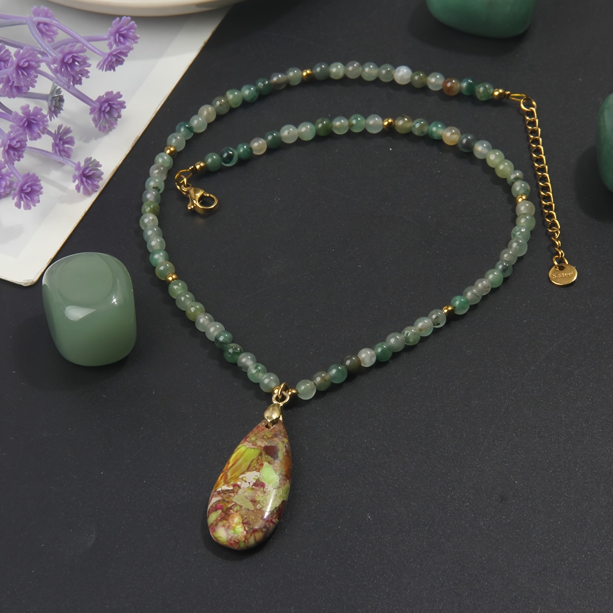 Bohemian Multicolor Beaded Teardrop Choker Necklace